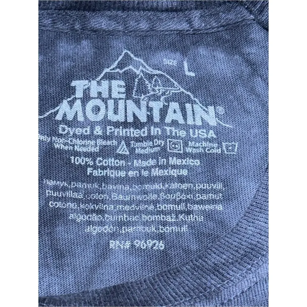 The Mountain Navy Boys Size L Blue Tie Dye Great White Sharks Print Tee T-Shirt